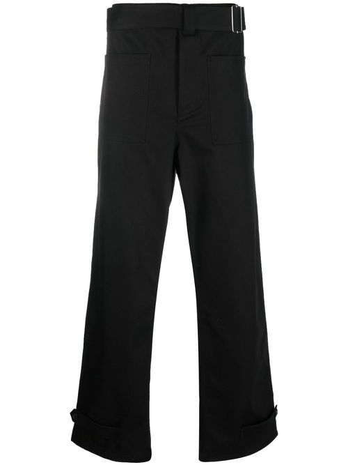 Buckled four-pocket straight trousers - Black