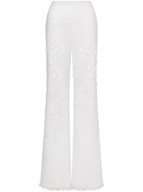 Embroidered palazzo pants - White