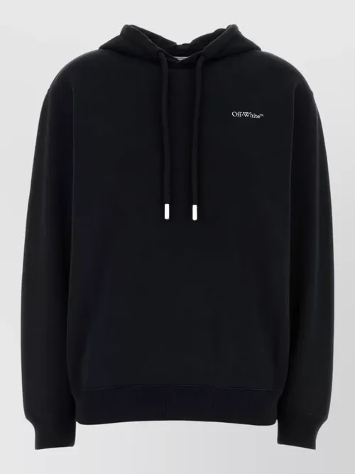 Off-White - cotton hooded sweatshirt drawstring hood ribbed tri