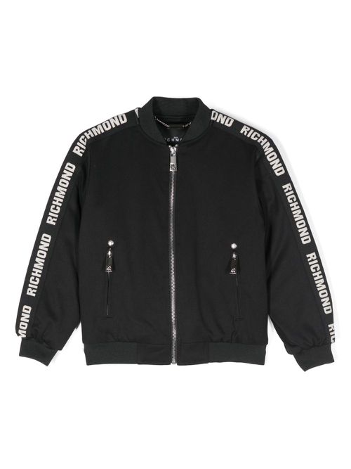 Logo-jacquard bomber jacket - Black