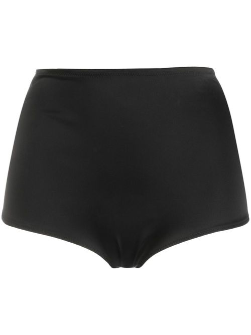 High-waisted satin mini shorts - Black