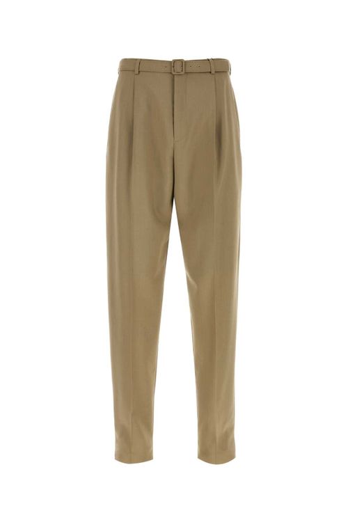 Wool-Mohair Trousers — Beige