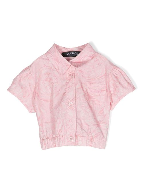 Baroque-print buttoned blouse - Pink