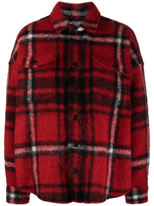 Plaid-check pattern brushed shirt - Red