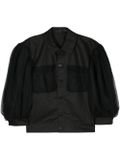 Sheer-overlay bomber jacket - Black