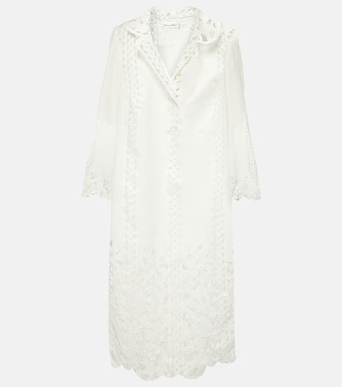Floral trellis guipure lace-trimmed tunic
