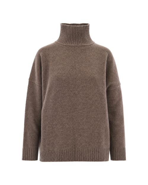 Virgin Wool Turtleneck Sweater — Brown