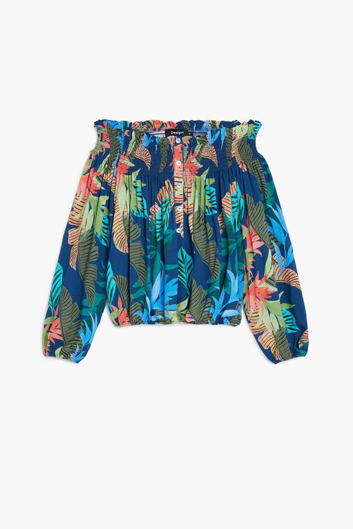 Printed blouse with boat neckline