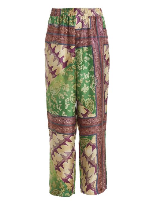 Scarf Print Sil Slacker Pants