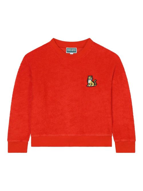 Tiger-embroidered terry-cloth sweatshirt