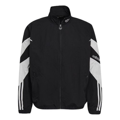Men's originals Color Block Stripe Logo Zipper Long Sleeves Stand Collar Sports Jacket Black