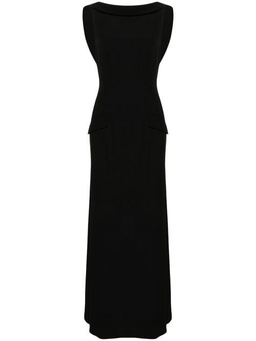 Low-back crepe maxi dress - Black