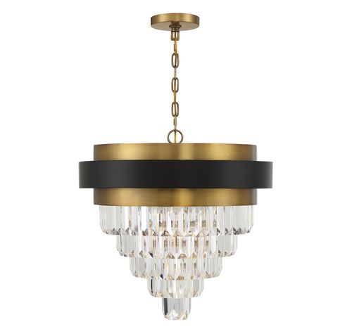 Marquise 4-Light Chandelier in Matte Black with Warm Brass Accent