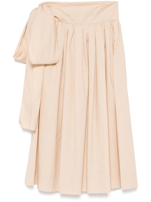 Pleated Midi Skirt — Beige