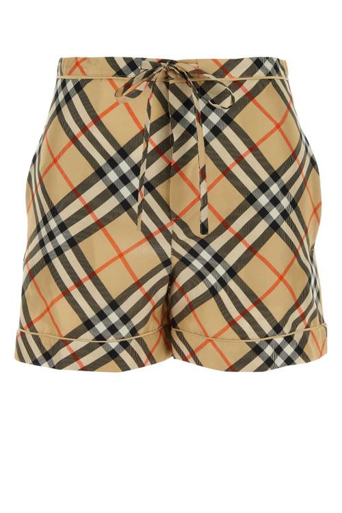 Printed Silk Bermuda Shorts — Beige