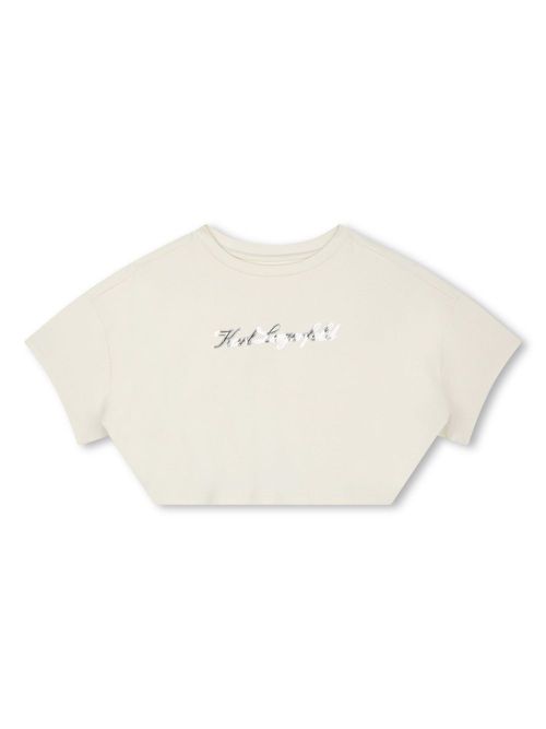 Karl Signature cropped T-shirt - White