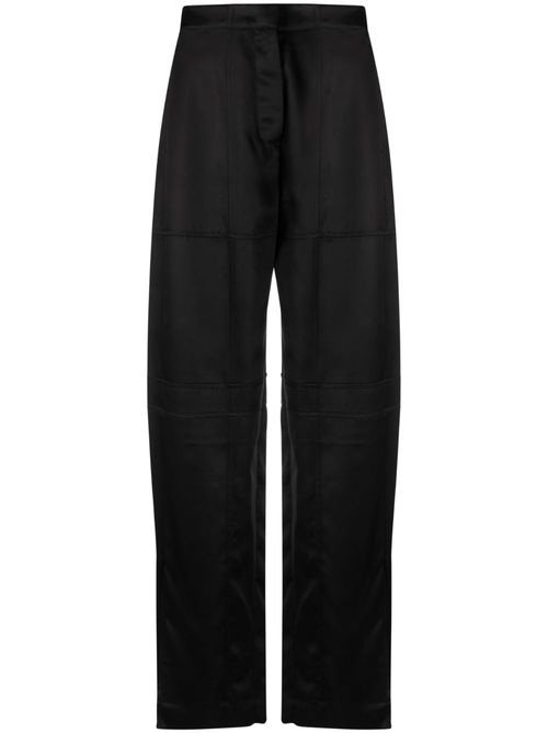 High-waist straight-leg trousers - Black