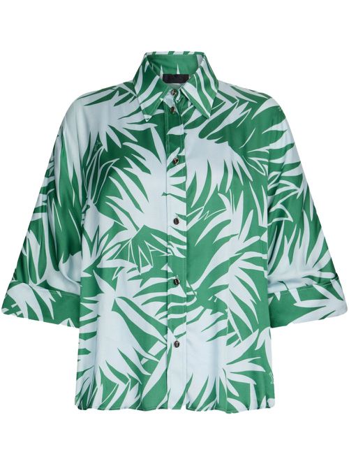 Printed satin shirt - White