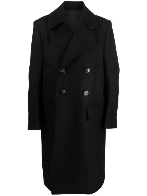 Double-breasted wide-lapel coat - Black