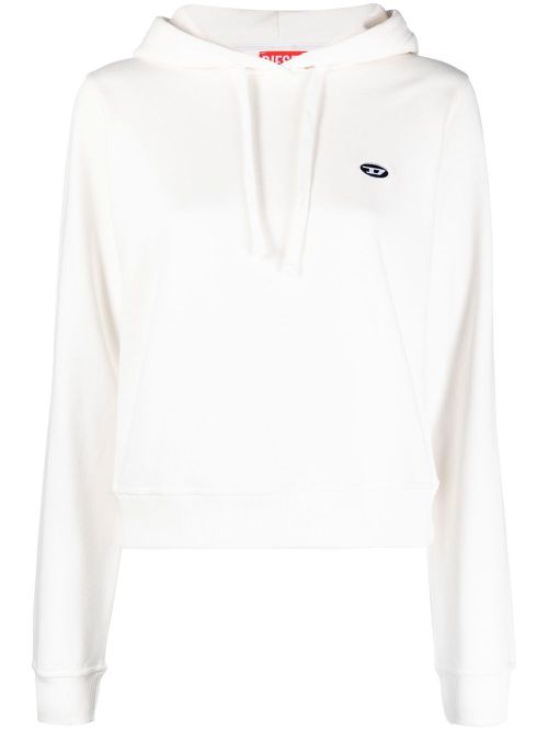 Logo-patch drawstring hoodie - White