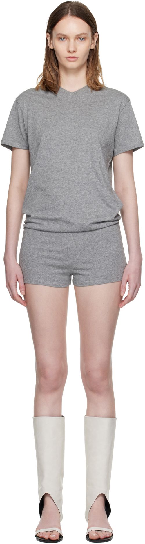 Gray Larry V-Neck Jumpsuit