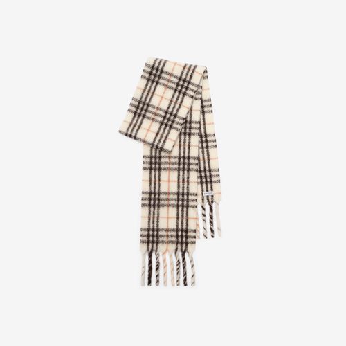 Narrow Check Alpaca Wool Blend Scarf
