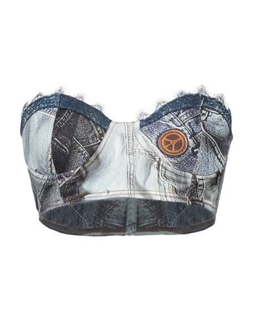 Moschino Jeans Woman Top Blue Size 6 Viscose, Elastane