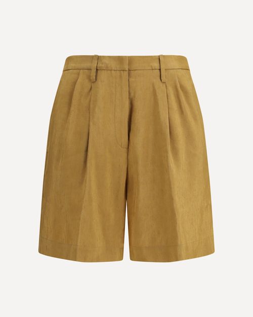 FORTE_FORTE Slubbed linen and viscose Bermuda Pants with hook and zip closure Female I