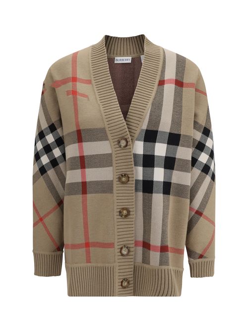 Check Archive Wool Cardigan — Beige