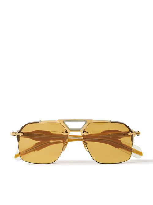 Silverton Aviator-Style Silver- and Gold-Tone and Acetate Sunglasses