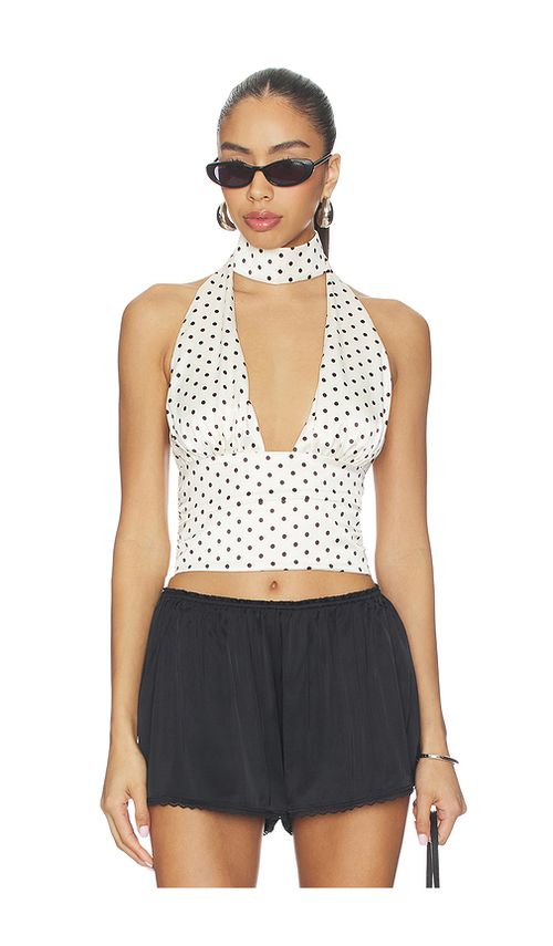 MAJORELLE Marina Top in Black & Cream Polka Dot in Black & Cream Polka Dotl. M also in XXS, XS