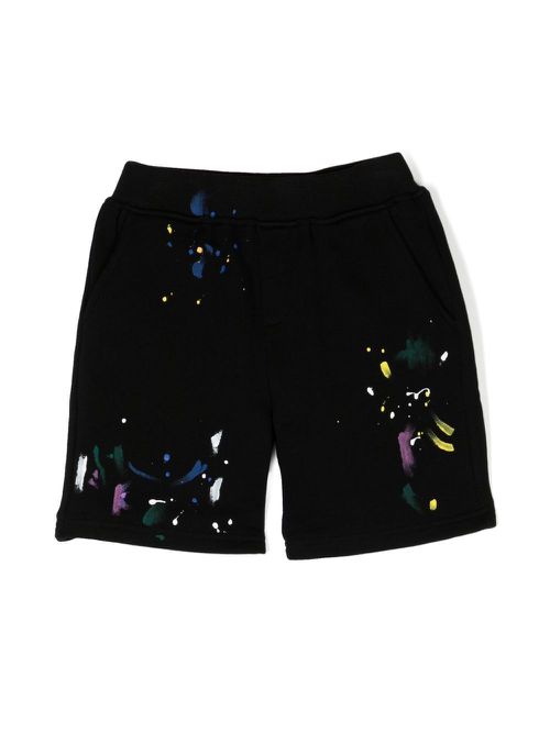 Paint-splatter cotton shorts - Black