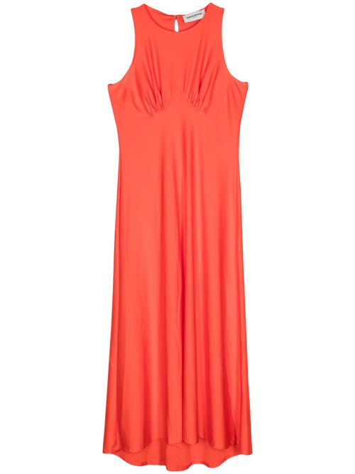 Bustier-detail A-line midi dress - Orange