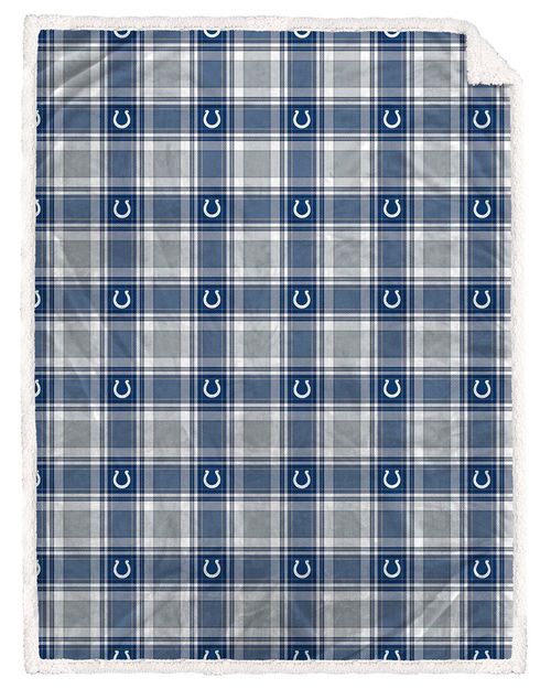 Indianapolis Colts Nfl Team Plaid Sherpa Oversized Blanket