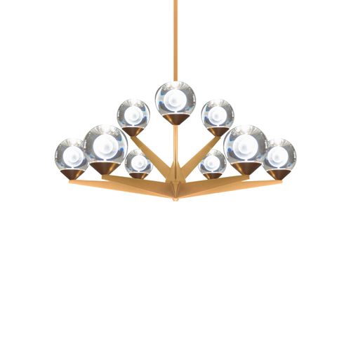Aged Brass LED Chandelier from the Double Bubble Collection