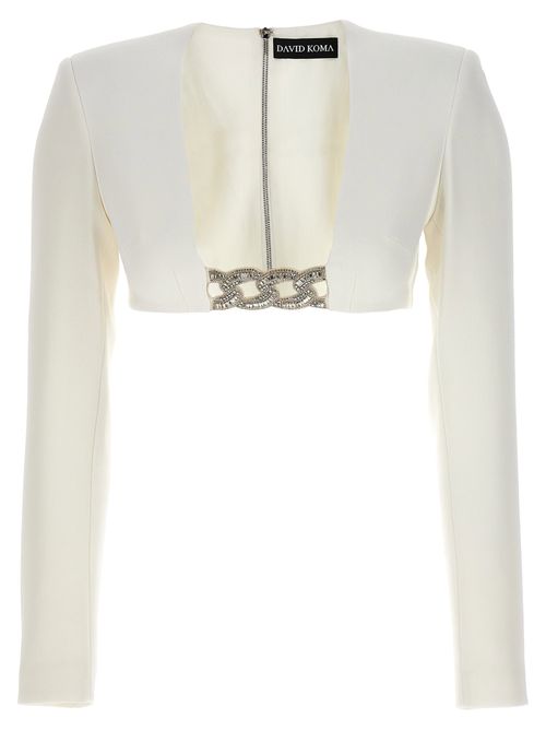 Crystal Chain Detail Top — Cream