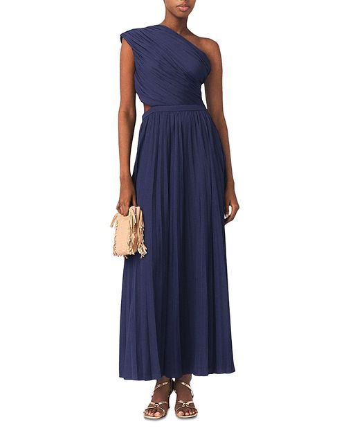 Revi Asymmetric Pleated Maxi Dress