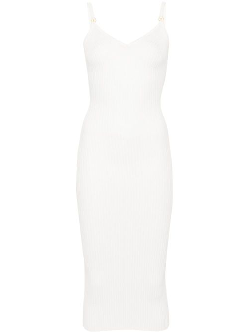 Ribbed-knit midi dress - White