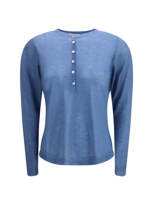 Cashmere Henley Cardigan — Blue