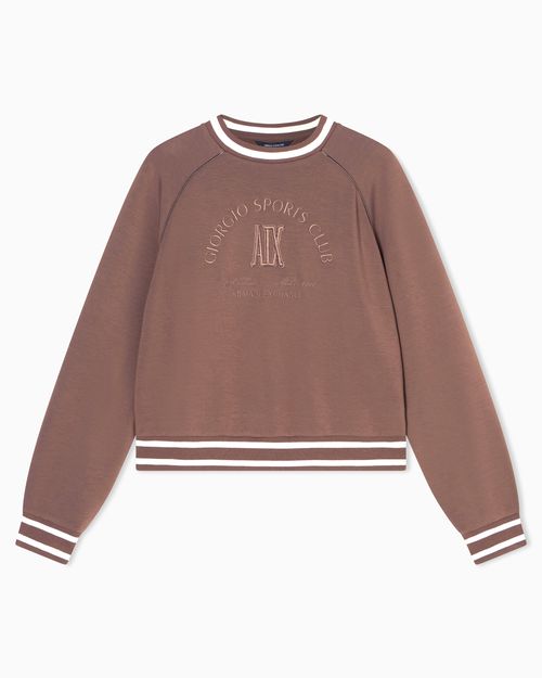 College-style crewneck sweatshirt with logo and profiles