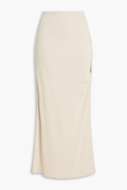 Draped waffle-knit midi skirt - White - UK 14