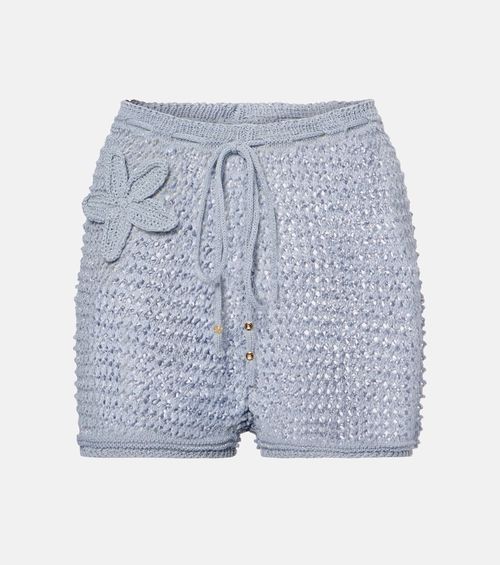 Zorya open-knit lamé shorts