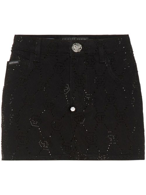 Monogram denim skirt - Black