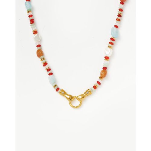 Harris Reed In Good Hands Beaded Gemstone Necklace | Gold Plated/Multi Gemstone & Pear