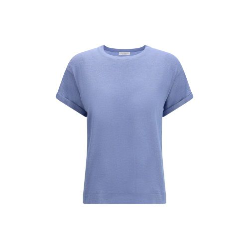 Cashmere-Silk Blend T-Shirt — Blue