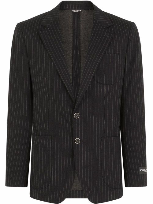 Pinstripe single-breasted blazer - Black