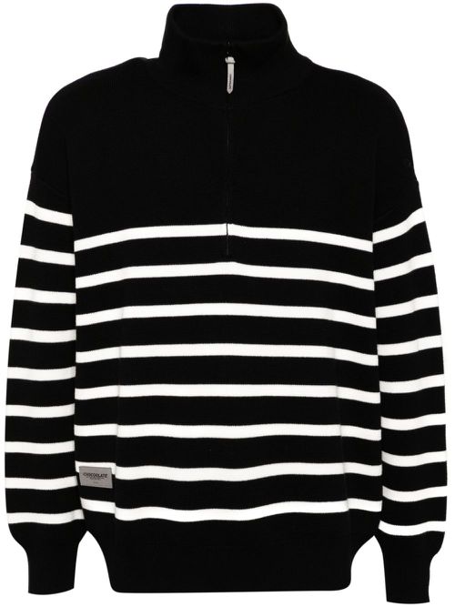 Striped zip-up jumper - Black