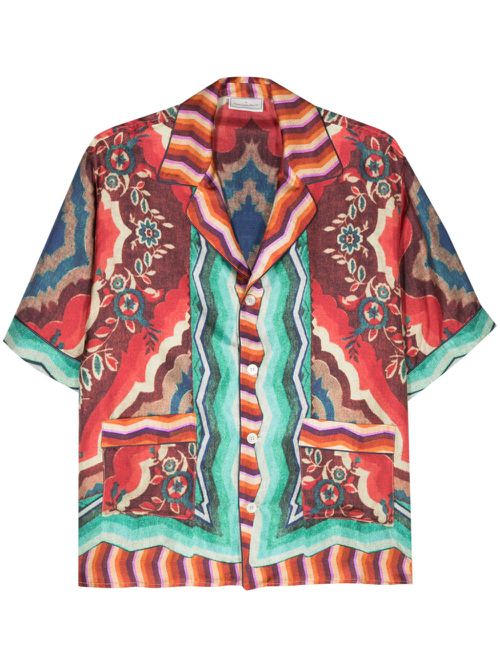 Graphic-print silk shirt - Red