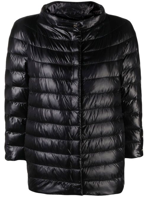 Black Brown quilted padded jacket