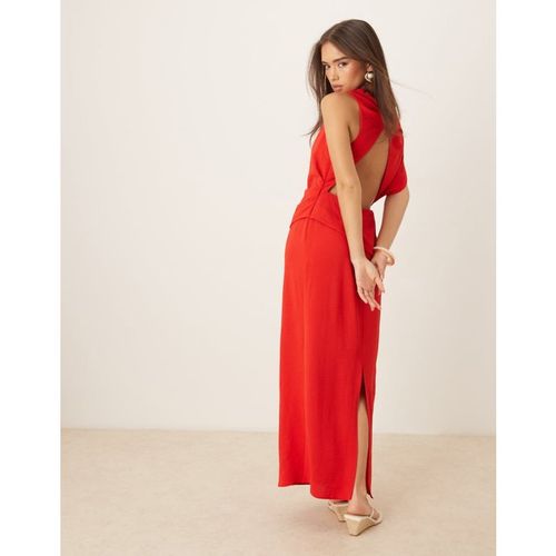 ASOS DESIGN Womens asymmetric twist back midi dress in red